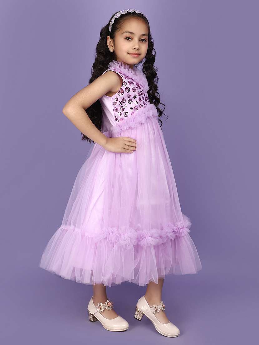 girls lavender sequins detailed frock - 21023976 -  Standard Image - 2