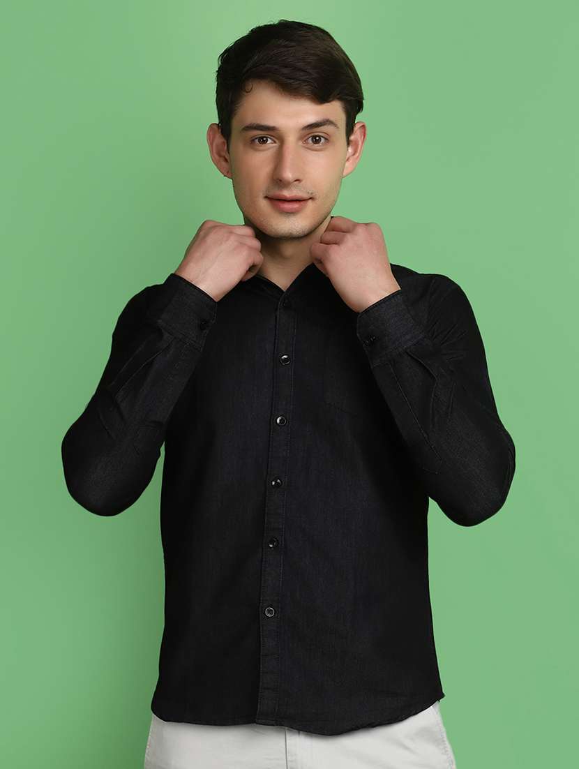 men black regulal fit long sleeves shirt