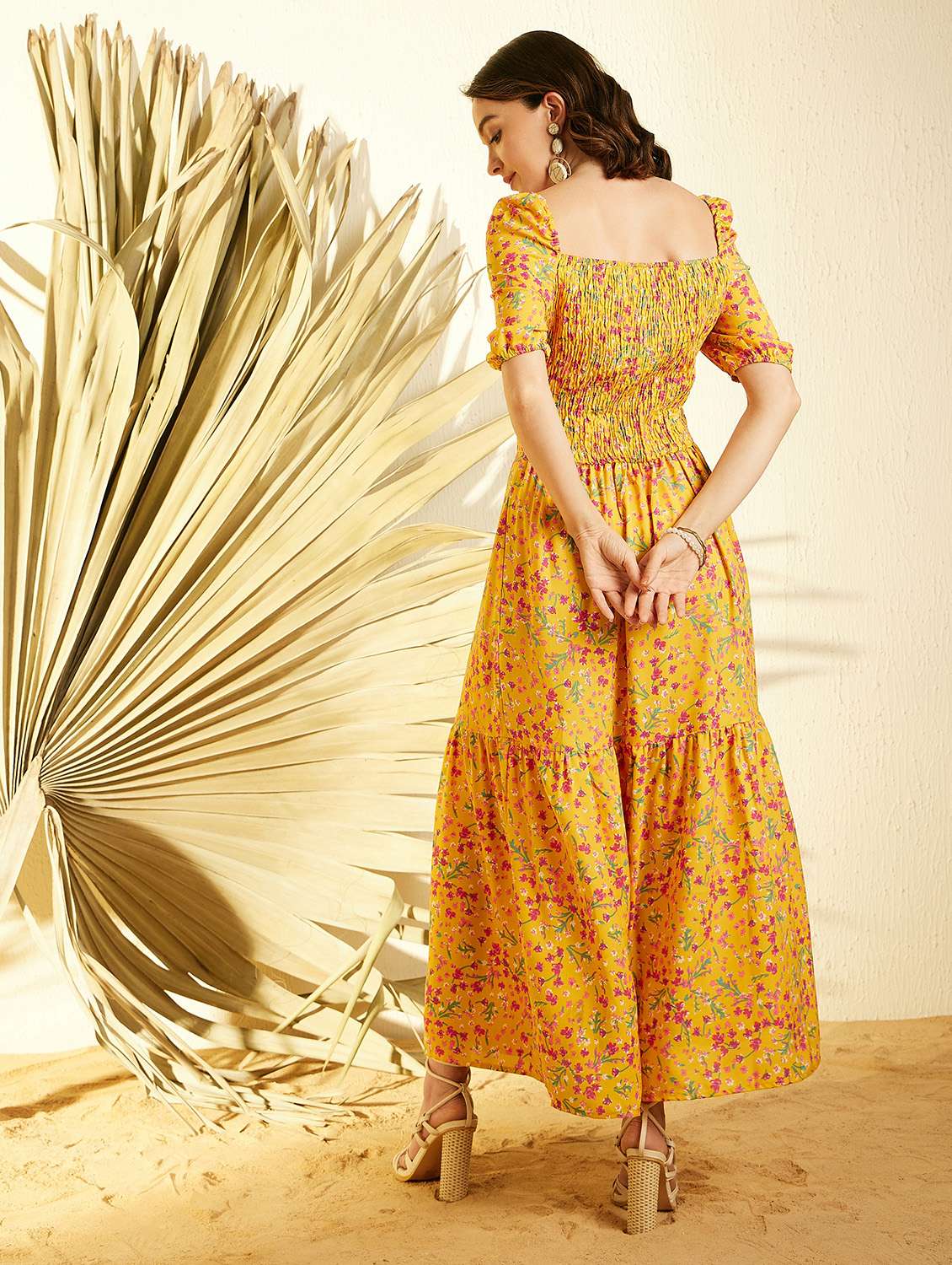 Women Floral Printed Tiered Dress