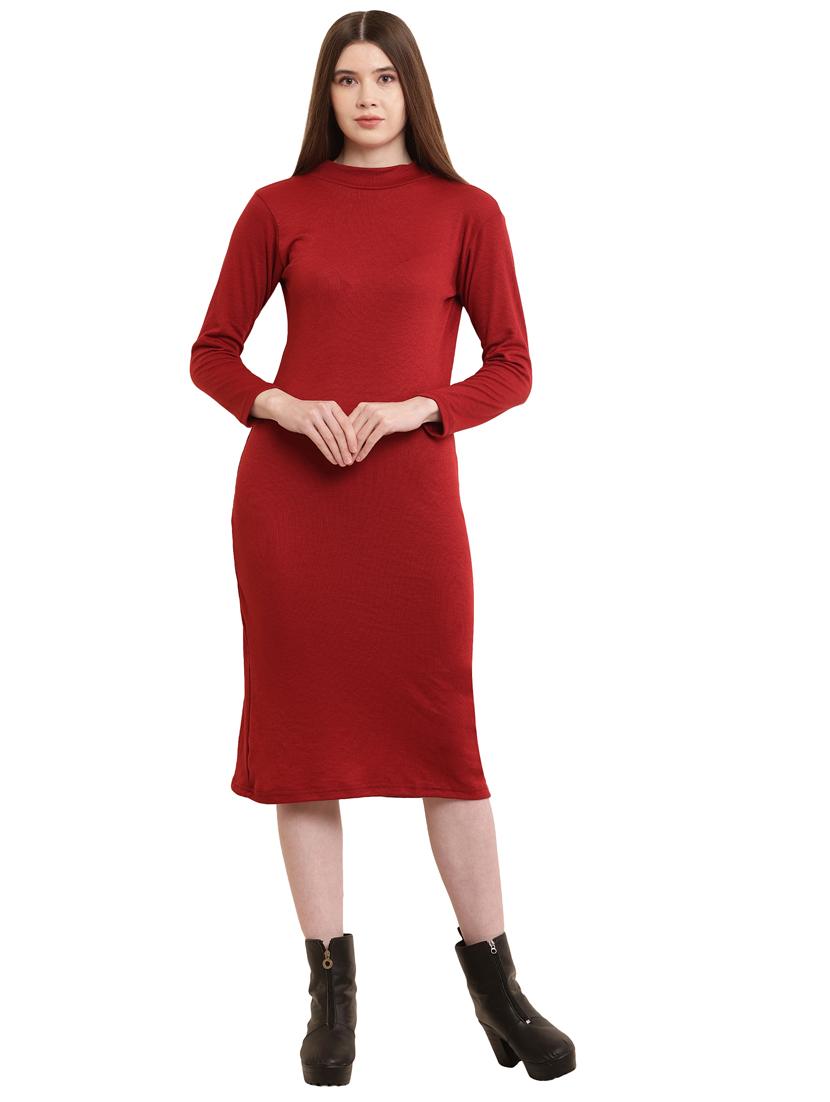 women solid cotton lycra sheath dress - 21024293 - Zoom Image - 0
