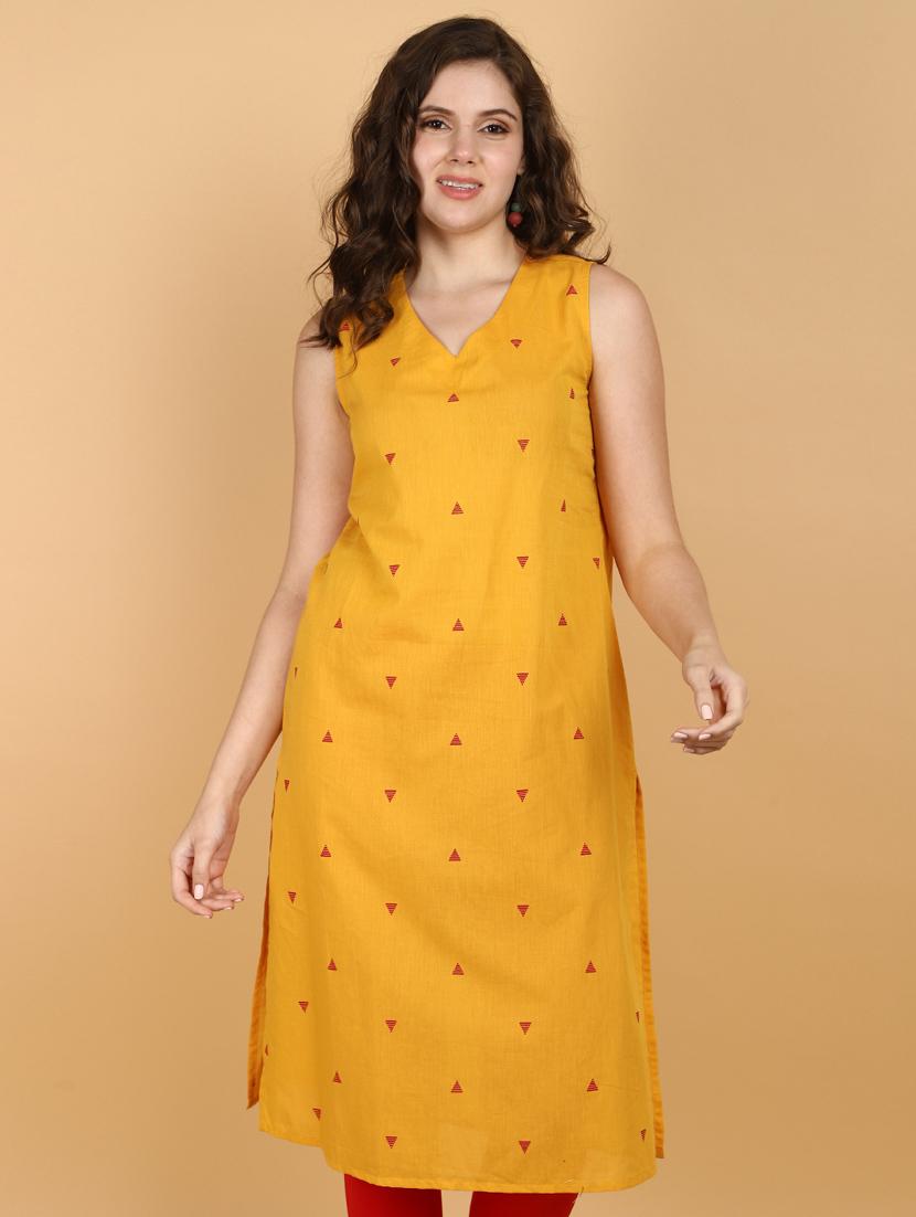 women yellow cotton straight kurta - 21024415 - Zoom Image - 0