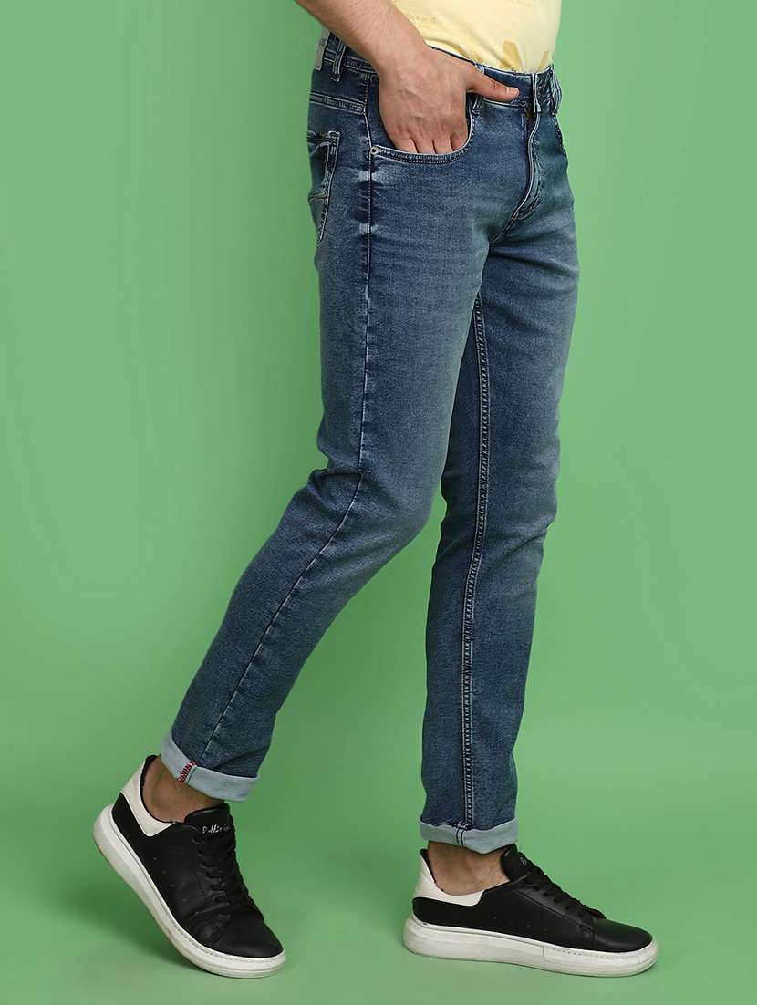 men solid blue slim fit jeans - 21024429 -  Standard Image - 2