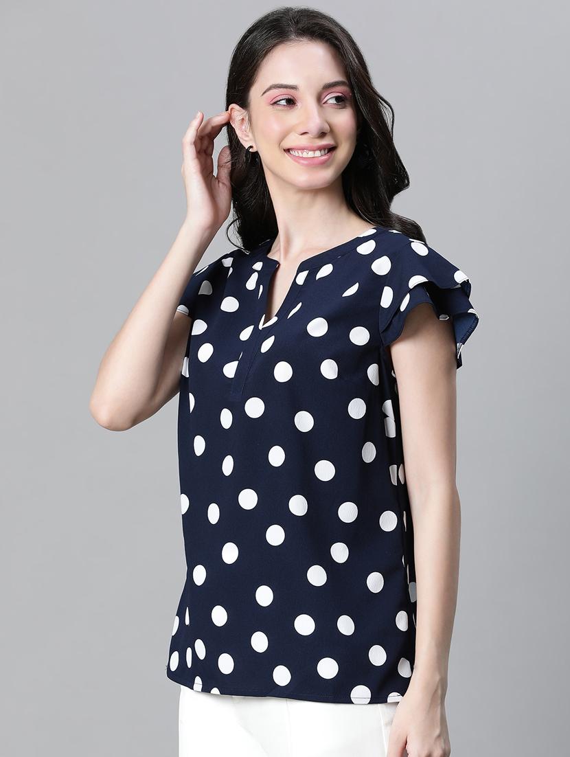 navy blue printed regular top - 21024598 - Standard Image - 2