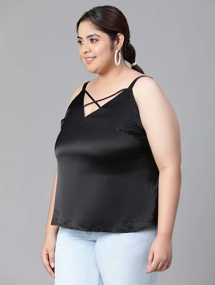 black polyester cami top - 21024601 -  Standard Image - 2