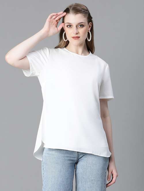 white polyester plain top - 21024603 -  Standard Image - 0