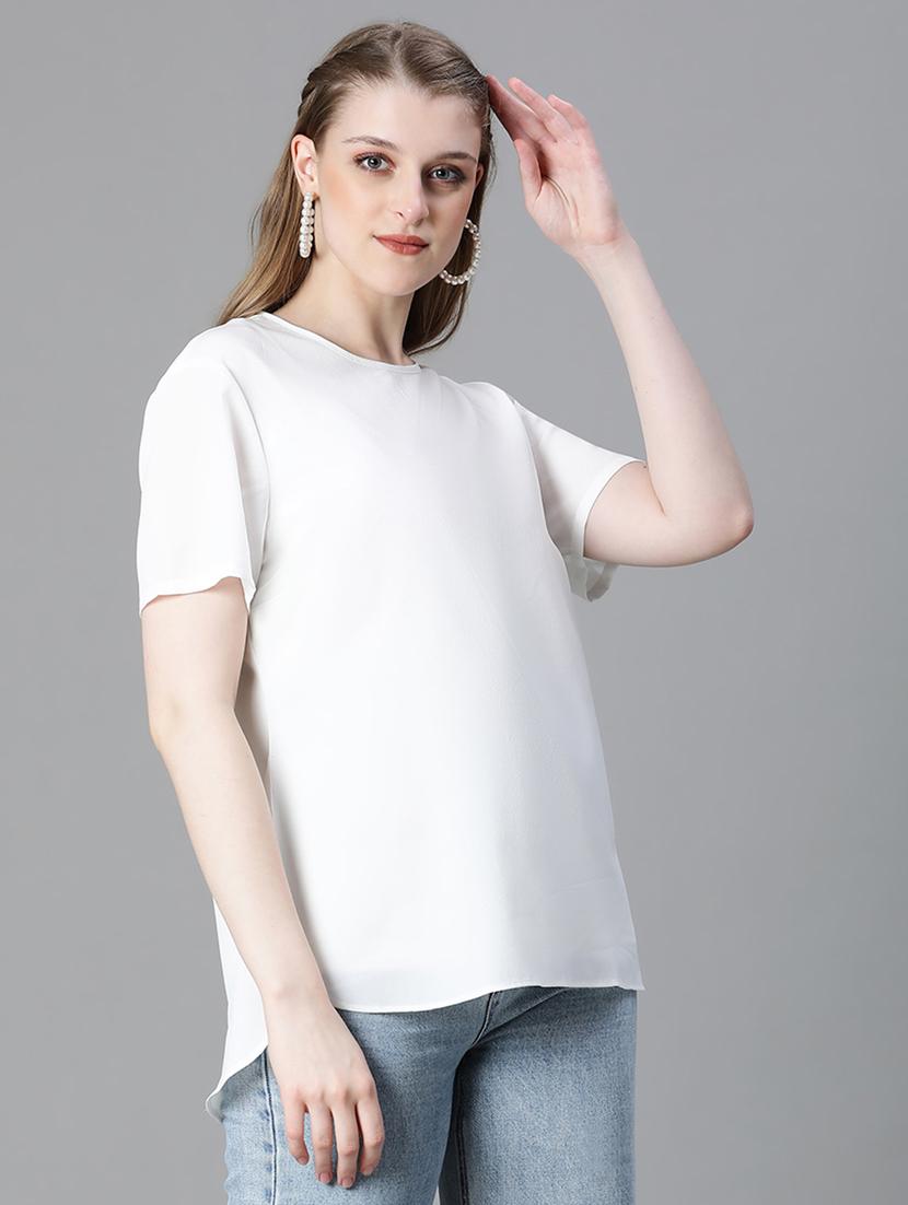 white polyester plain top - 21024603 - Standard Image - 2