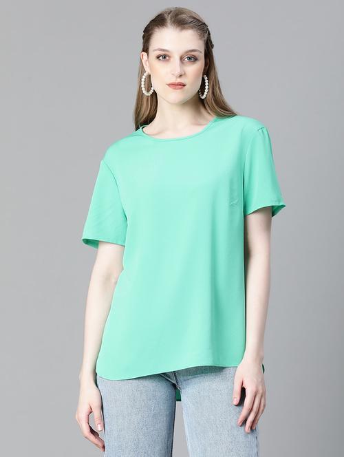 green polyester plain top - 21024604 -  Standard Image - 0