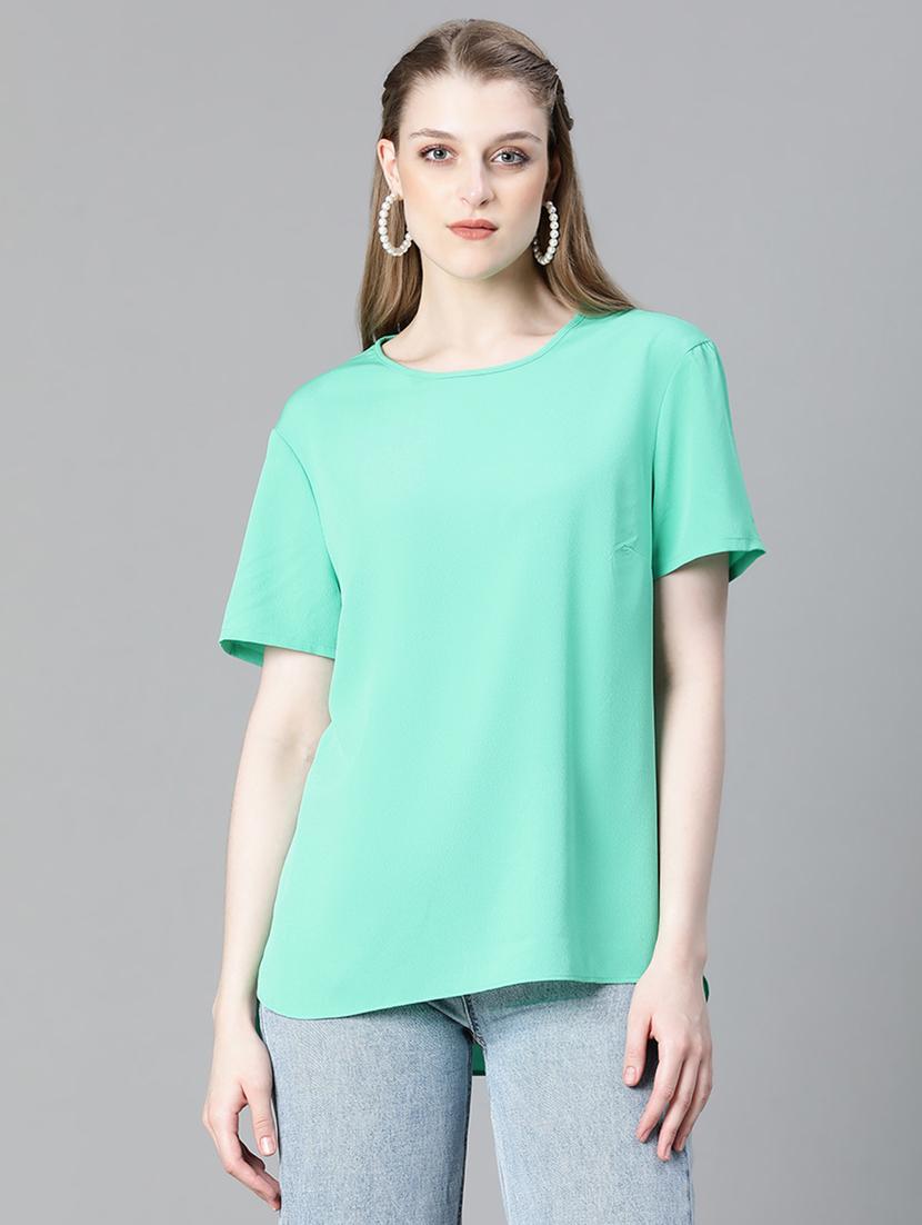 green polyester plain top - 21024604 -  Zoom Image - 0
