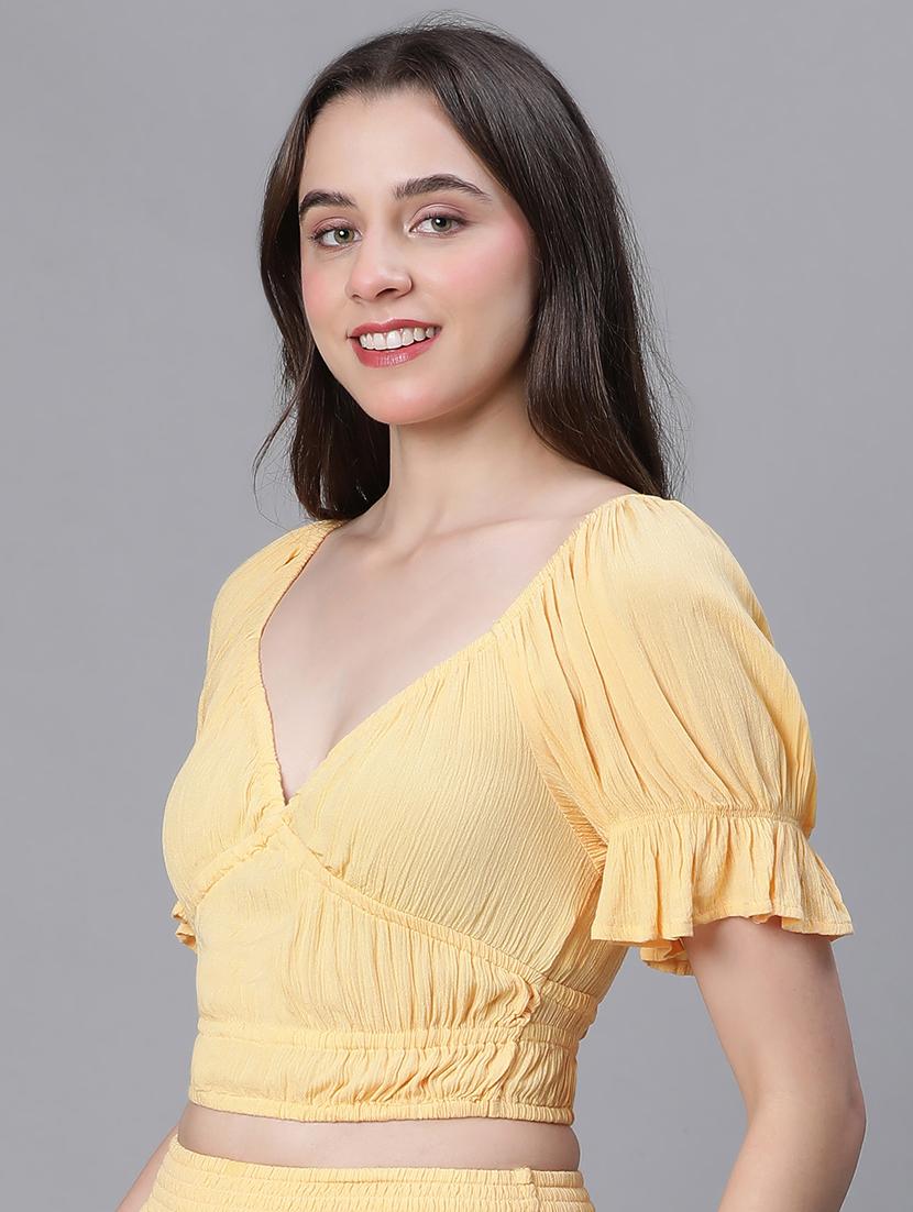 yellow viscose crop top - 21024606 - Standard Image - 2