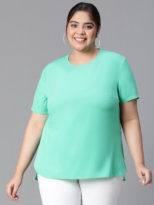 plus size women solid short sleeves top - 21024629 - Standard Image - 0