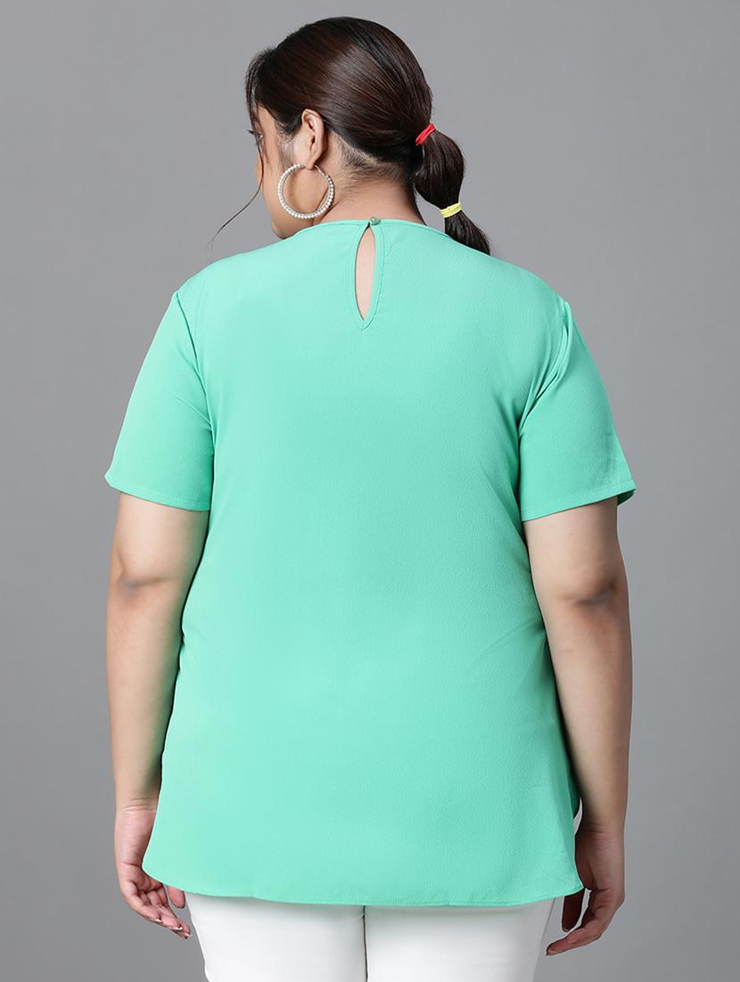 plus size women solid short sleeves top - 21024629 - Standard Image - 2