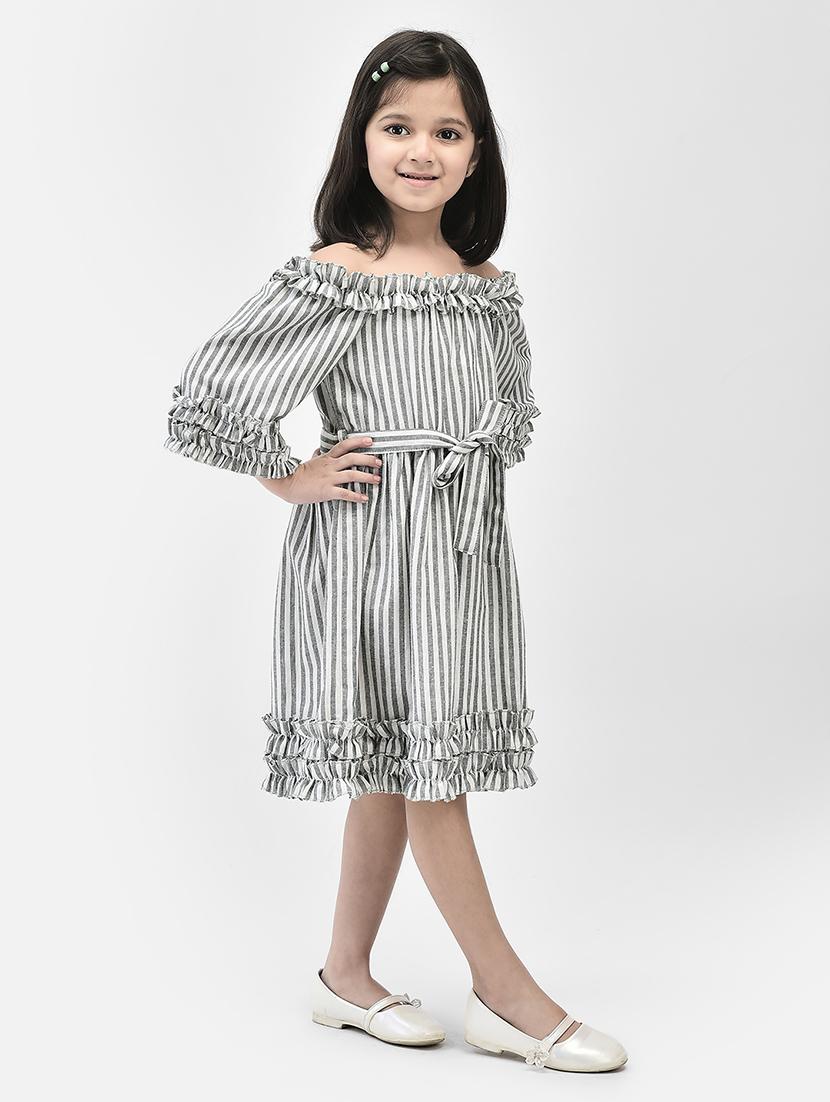 grey striped cotton frock - 21024674 - Standard Image - 2