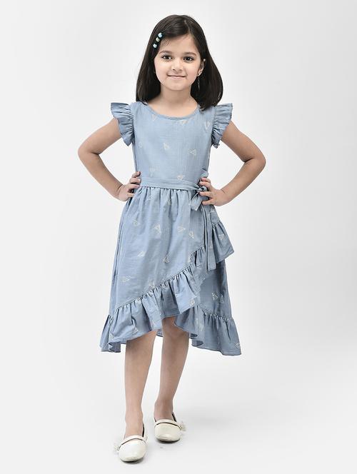 light blue printed detailed frock - 21024678 - Standard Image - 0