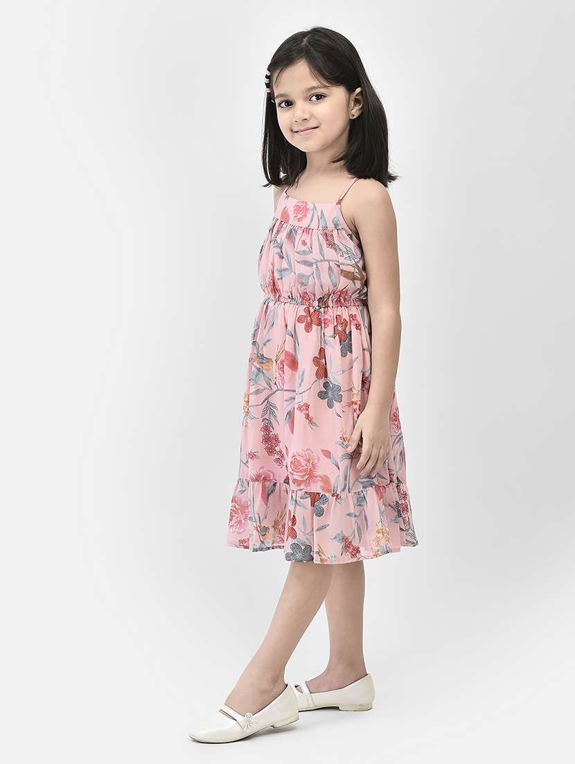 pink floral printed detailed frock - 21024680 - Standard Image - 2
