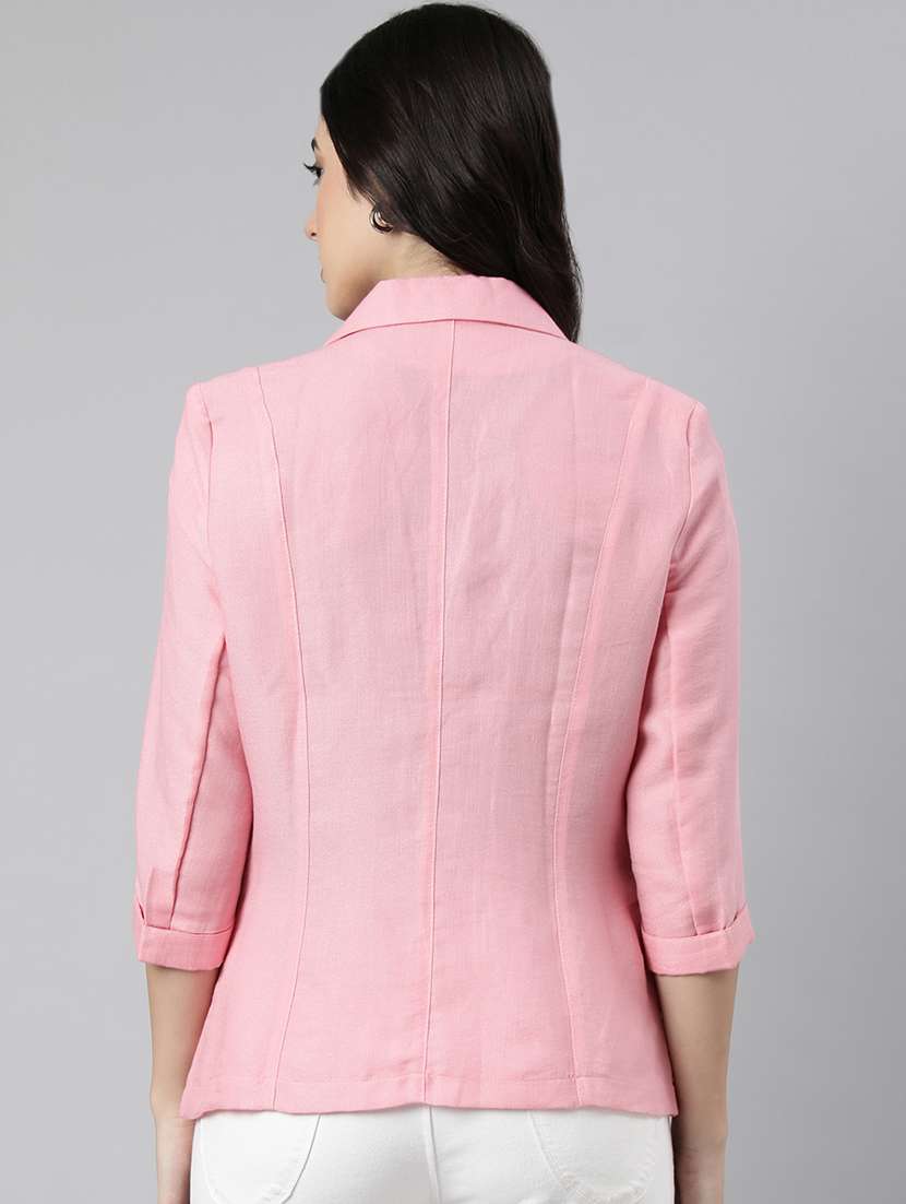 women solids lapel collar single breasted blazer - 21025196 -  Standard Image - 2