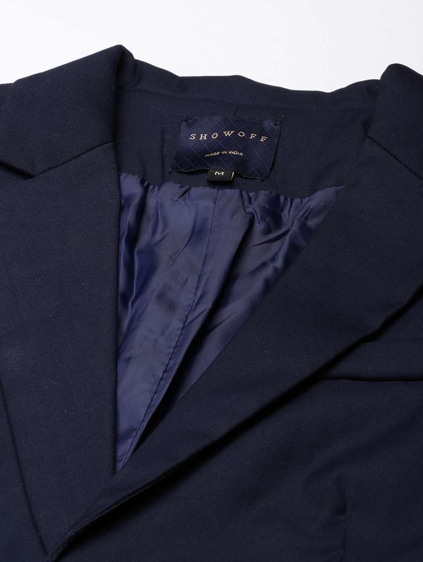 navy blue cotton blend single breasted blazer - 21025203 -  Standard Image - 7