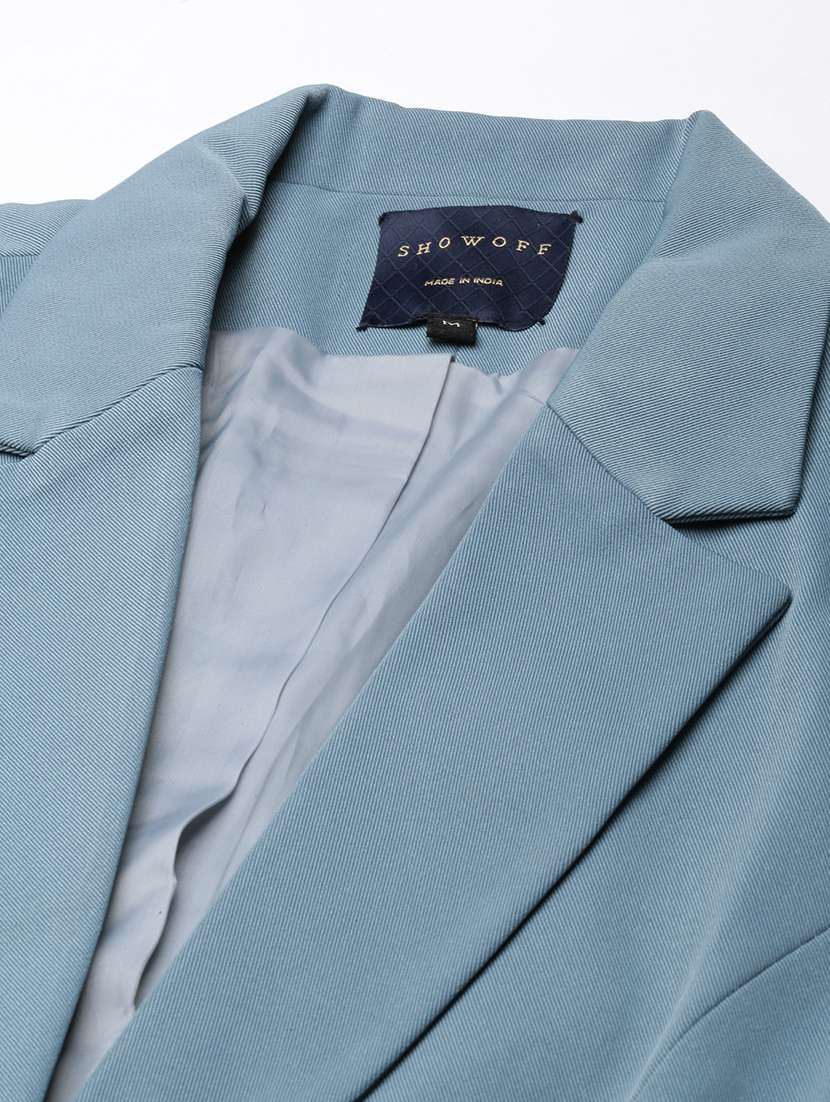 teal cotton blend single breasted blazer - 21025204 -  Standard Image - 7