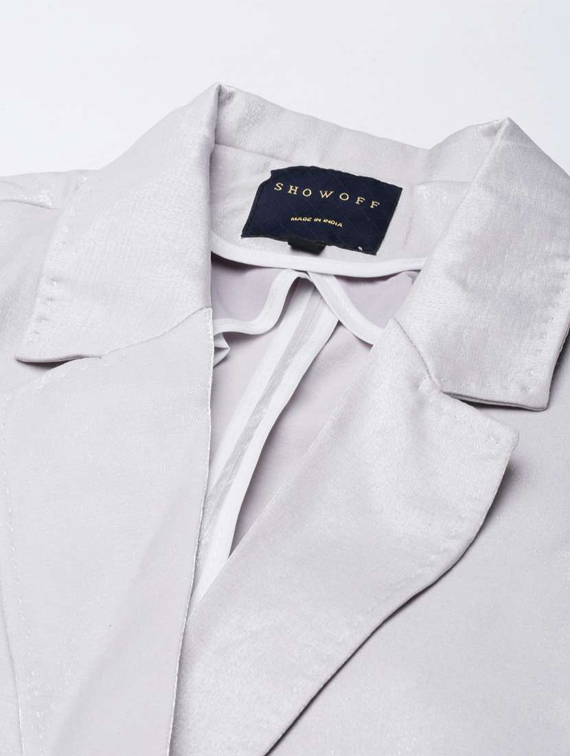 women solids lapel collar single breasted blazer - 21025206 -  Standard Image - 7