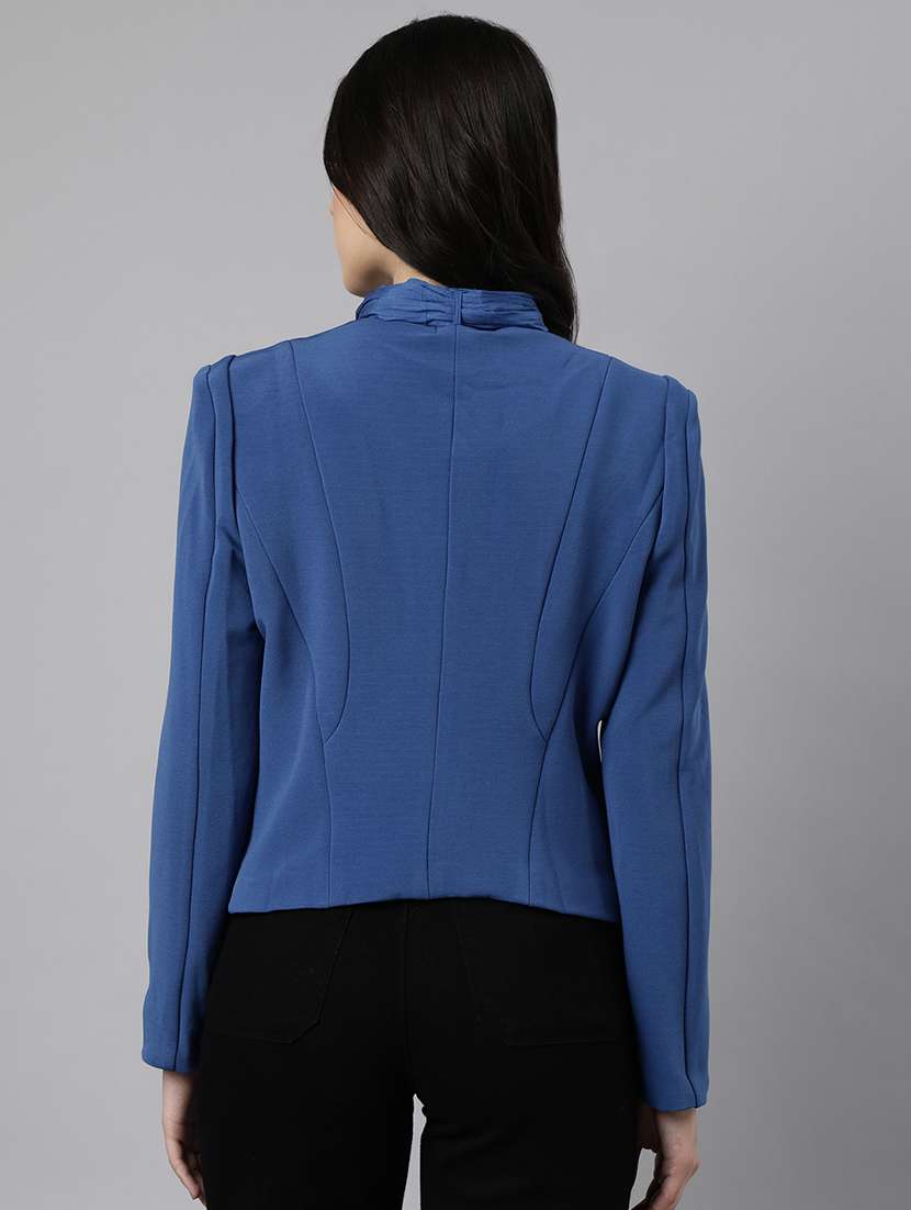 women solids lapel collar single breasted blazer - 21025221 -  Standard Image - 2