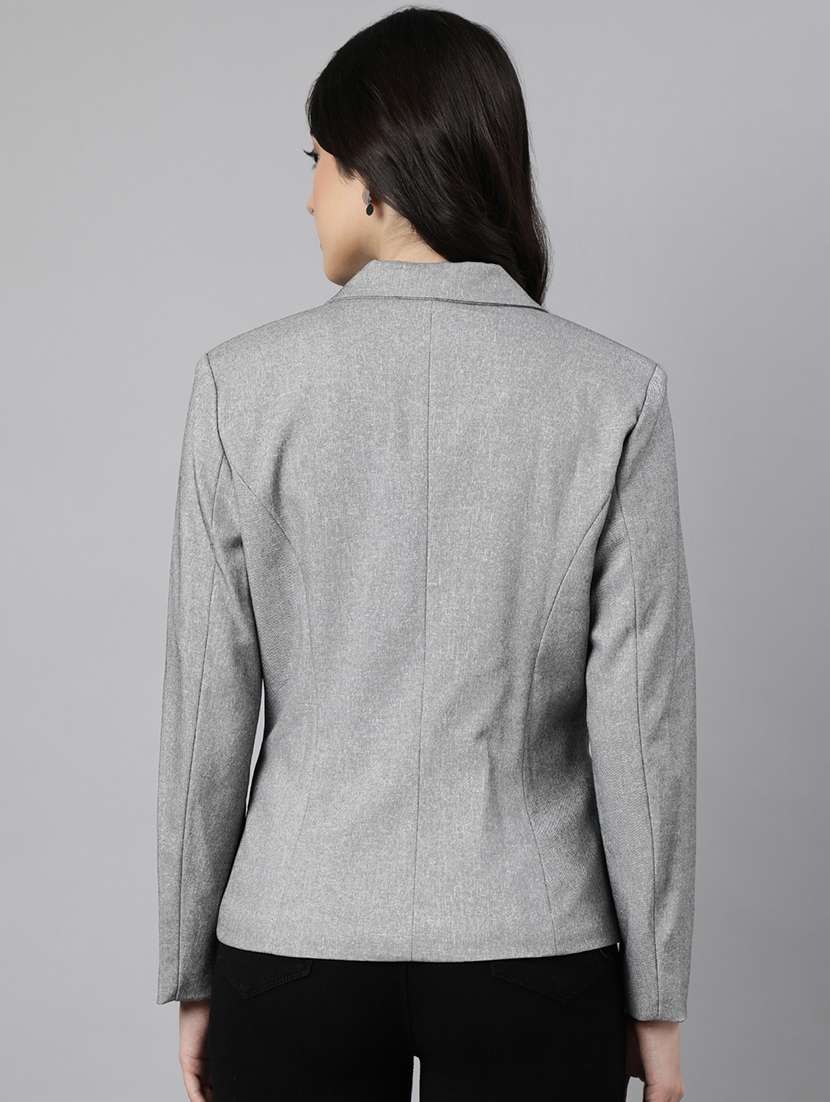women solids lapel collar single breasted blazer - 21025241 -  Standard Image - 2