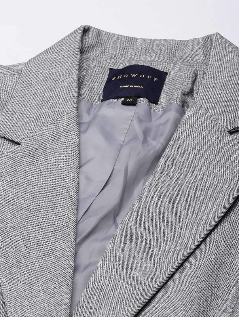 women solids lapel collar single breasted blazer - 21025241 -  Standard Image - 7