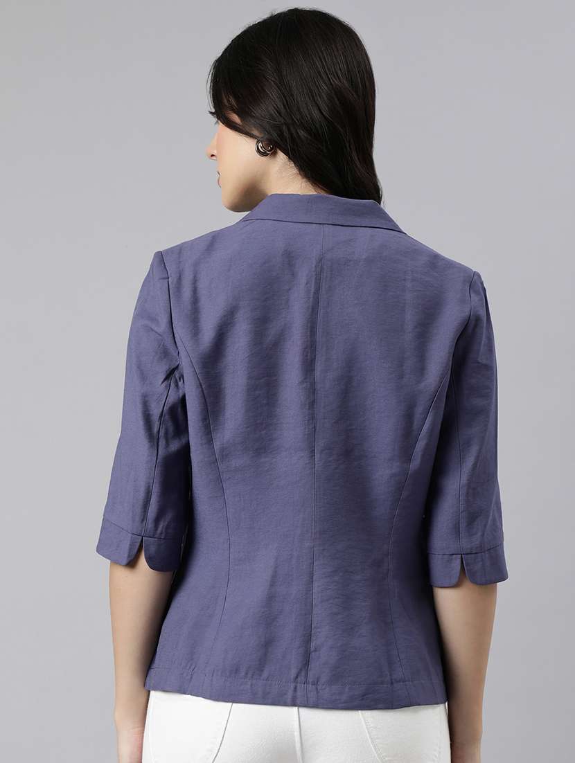 women solids lapel collar single breasted blazer - 21025245 -  Standard Image - 2