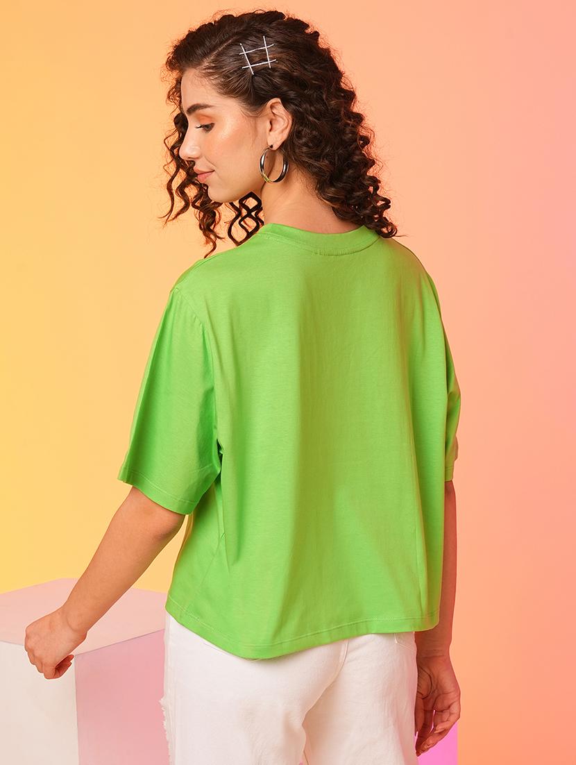 green cotton chest print t-shirt - 21025290 - Standard Image - 2