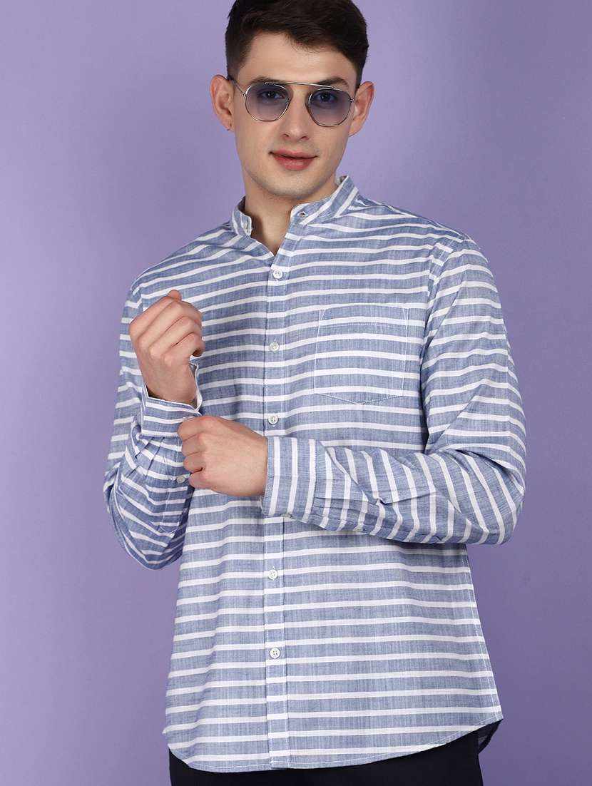 blue slub casual shirt - 21025417 -  Standard Image - 2