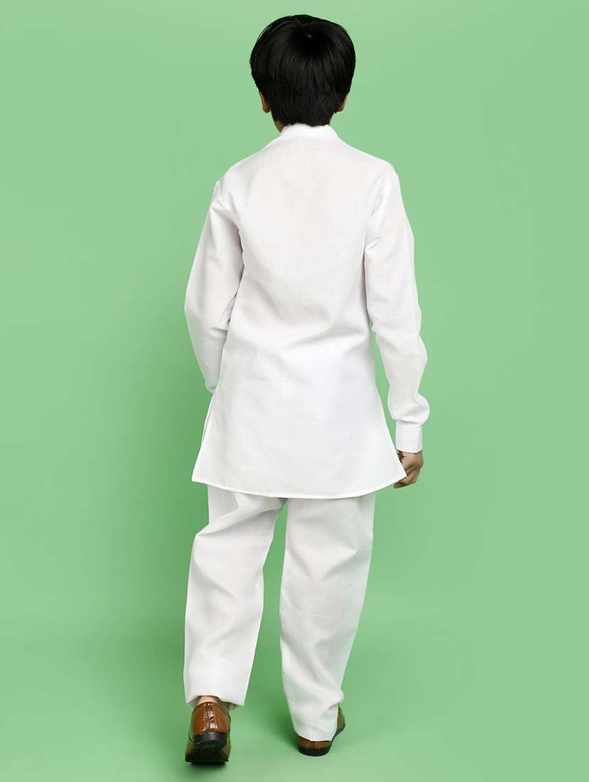 boys mandarin neck solid kurta pyjama set - 21025493 -  Standard Image - 2