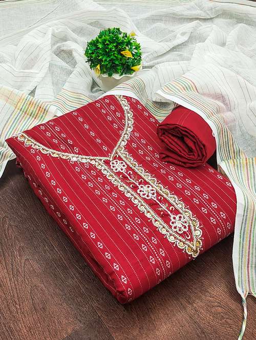 embroidered unstitched suit set - 21025713 -  Standard Image - 0