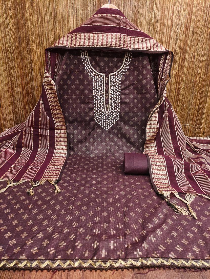 embroidered unstitched suit set - 21025735 - Standard Image - 2