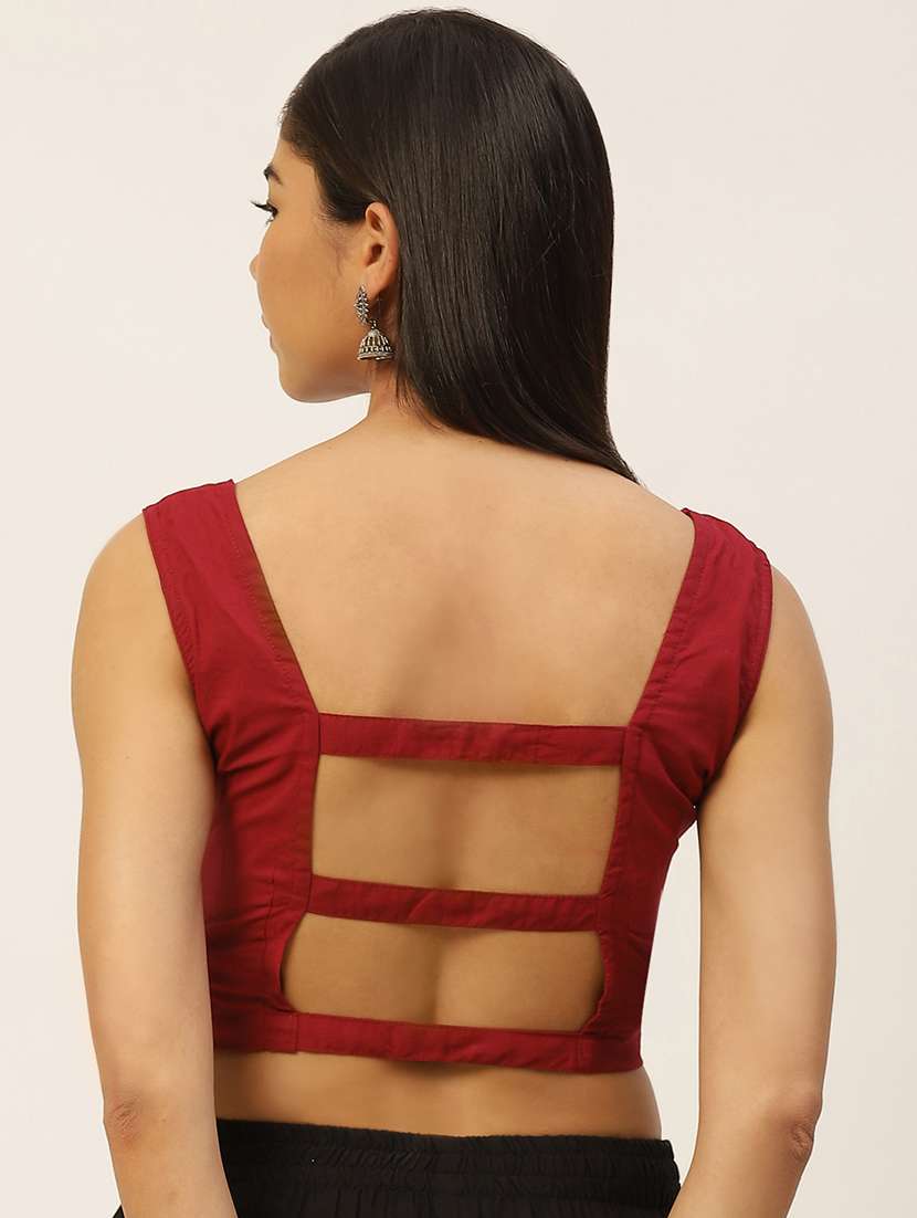 Solid Maroon Cotton Blouse - 21026544 -  Standard Image - 2