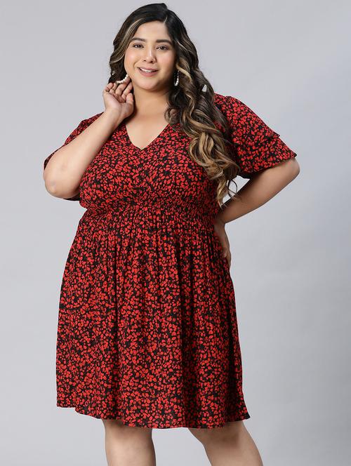 red viscose aline dress - 21027003 - Standard Image - 0