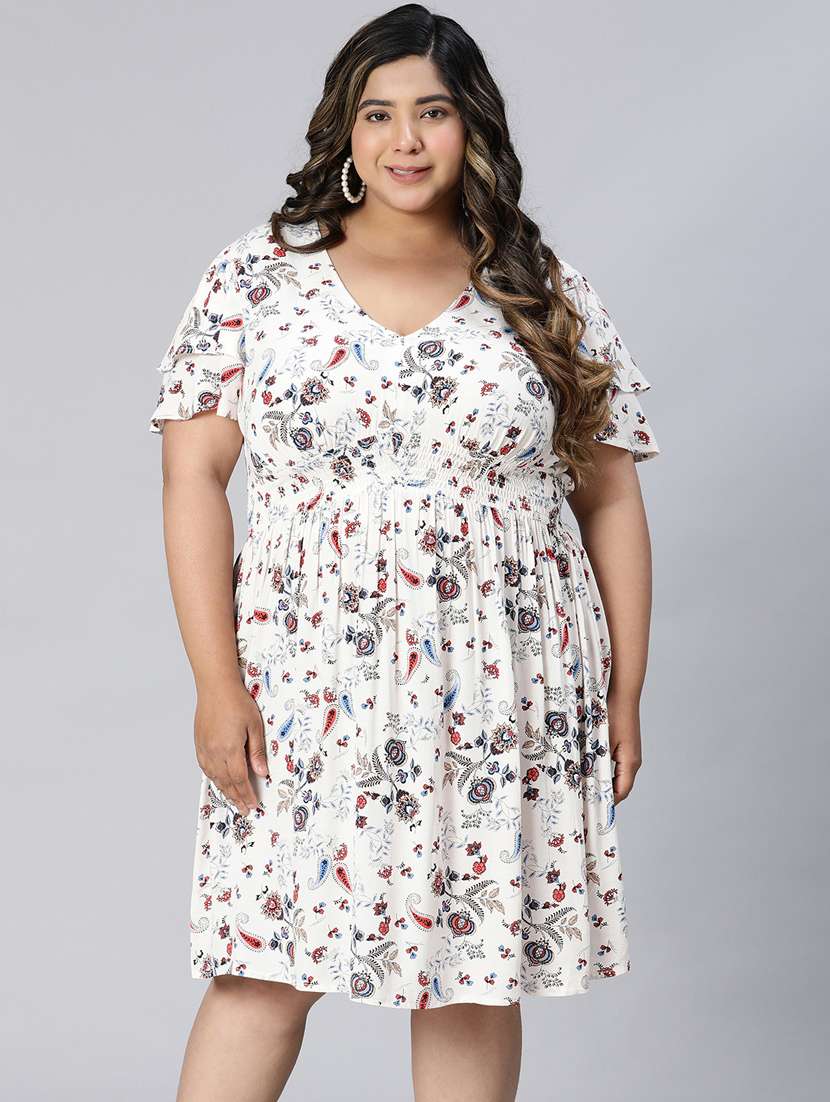 white viscose aline dress - 21027005 -  Zoom Image - 0