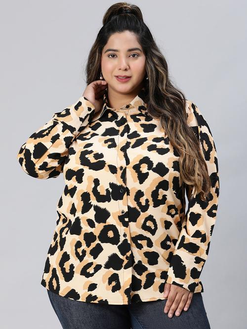 beige polyester plus shirt - 21027018 -  Standard Image - 0