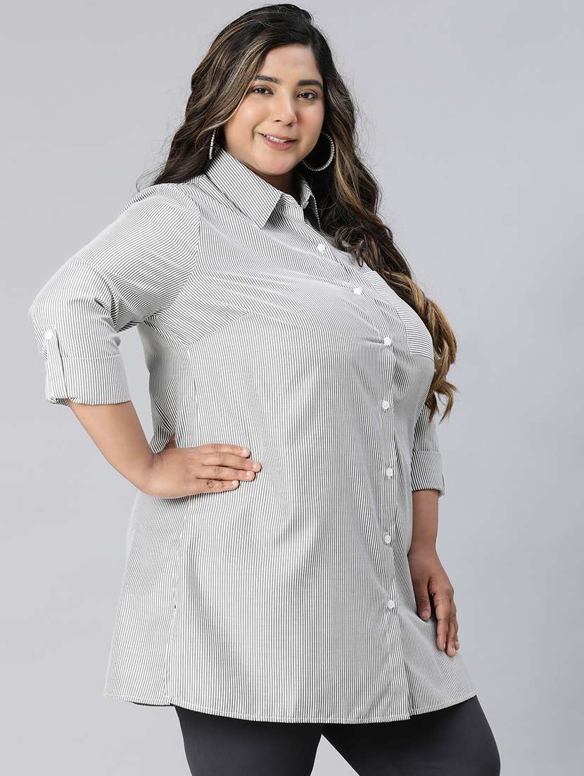 black cotton plus shirt - 21027023 - Standard Image - 2