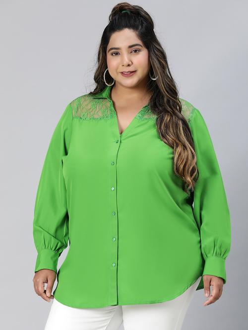 green polyester plus shirt - 21027027 -  Standard Image - 0