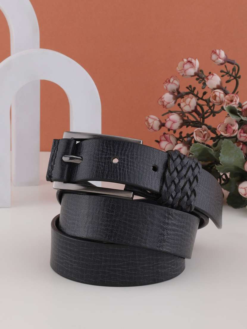 grey leather belt for women