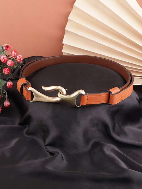 brown solid buckle belt - 21027044 - Standard Image - 0