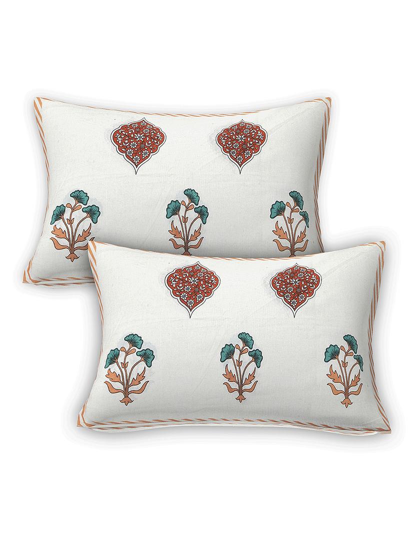 texstylers cotton floral print jaipuri 90 x 100 inches double bedsheet with 2 pillow covers - 21027145 - Standard Image - 2