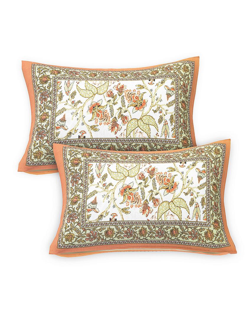 texstylers cotton floral print jaipuri 90 by 100 inches queen size bedsheet with 2 pillow covers - 21027146 - Standard Image - 2