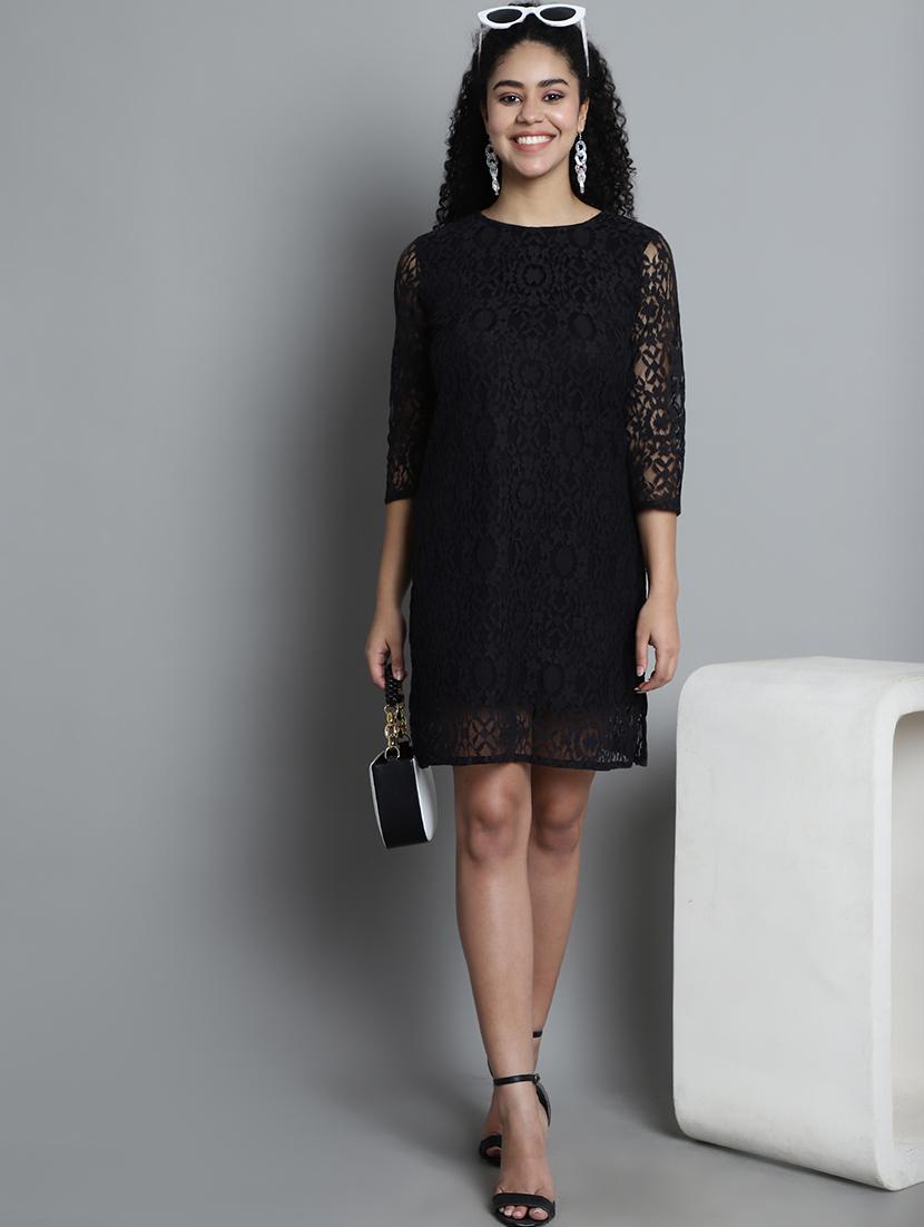 black lace straight dress - 21027218 - Zoom Image - 0