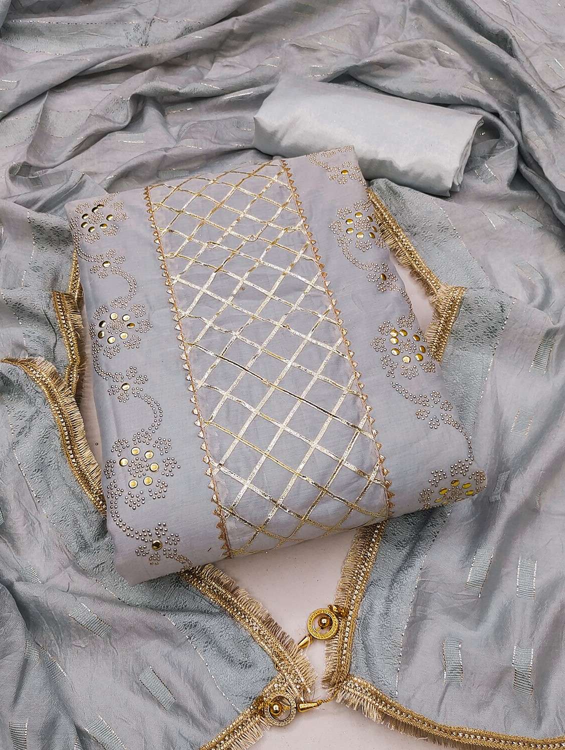 embellished unstitched suit set