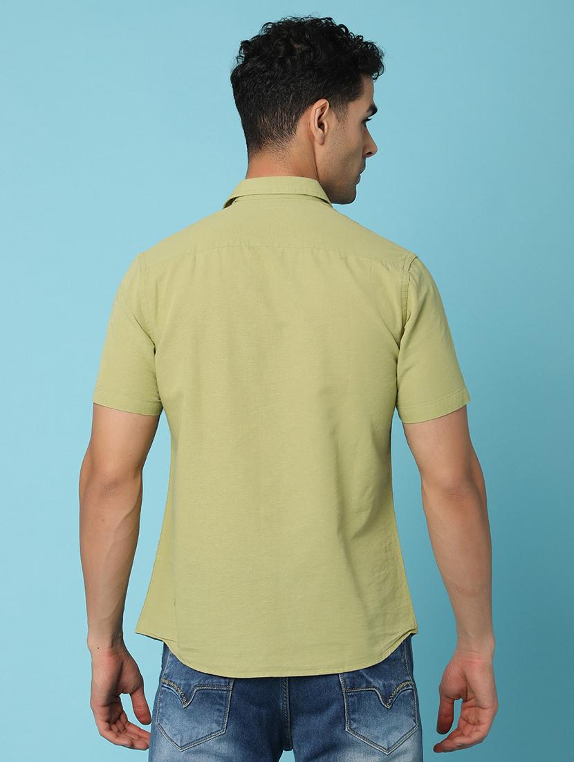 green cotton casual shirt - 21028910 - Standard Image - 2