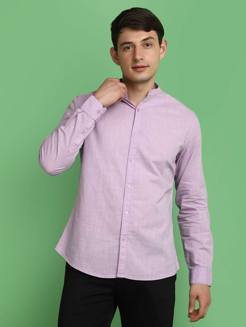 lavender slub casual shirt