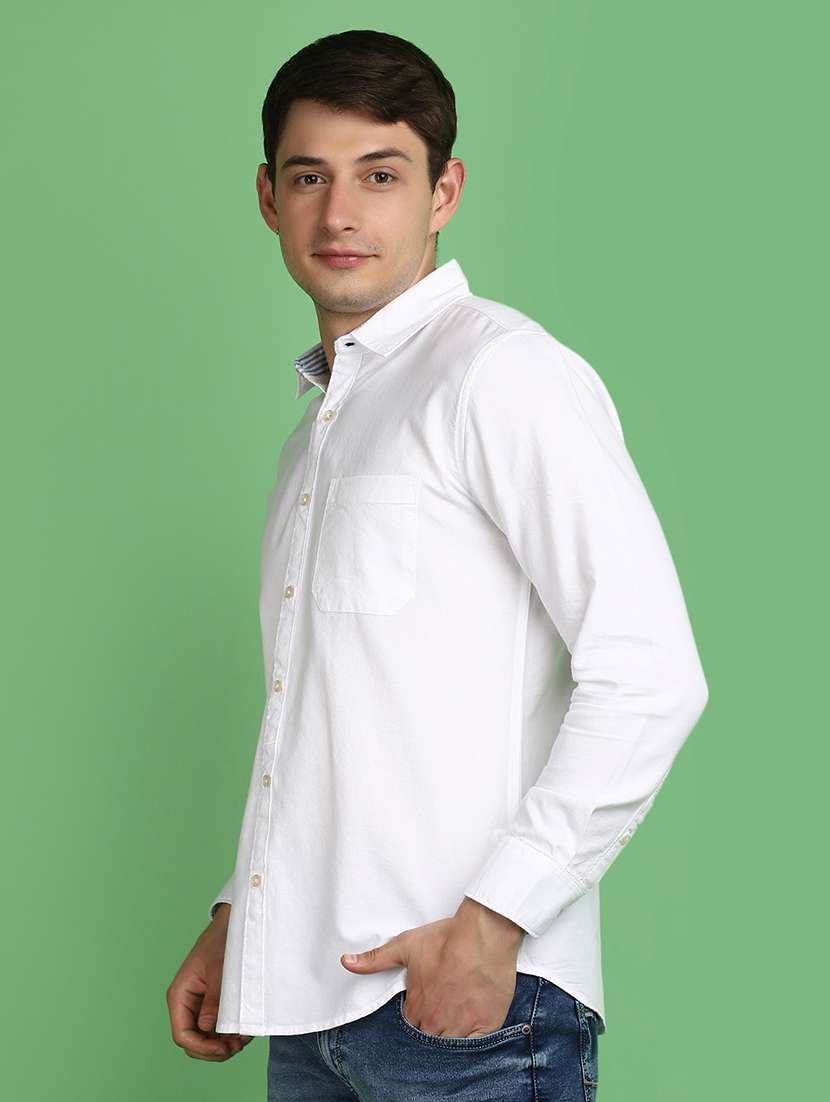men white regular fit solid casual shirt - 21028932 -  Standard Image - 2