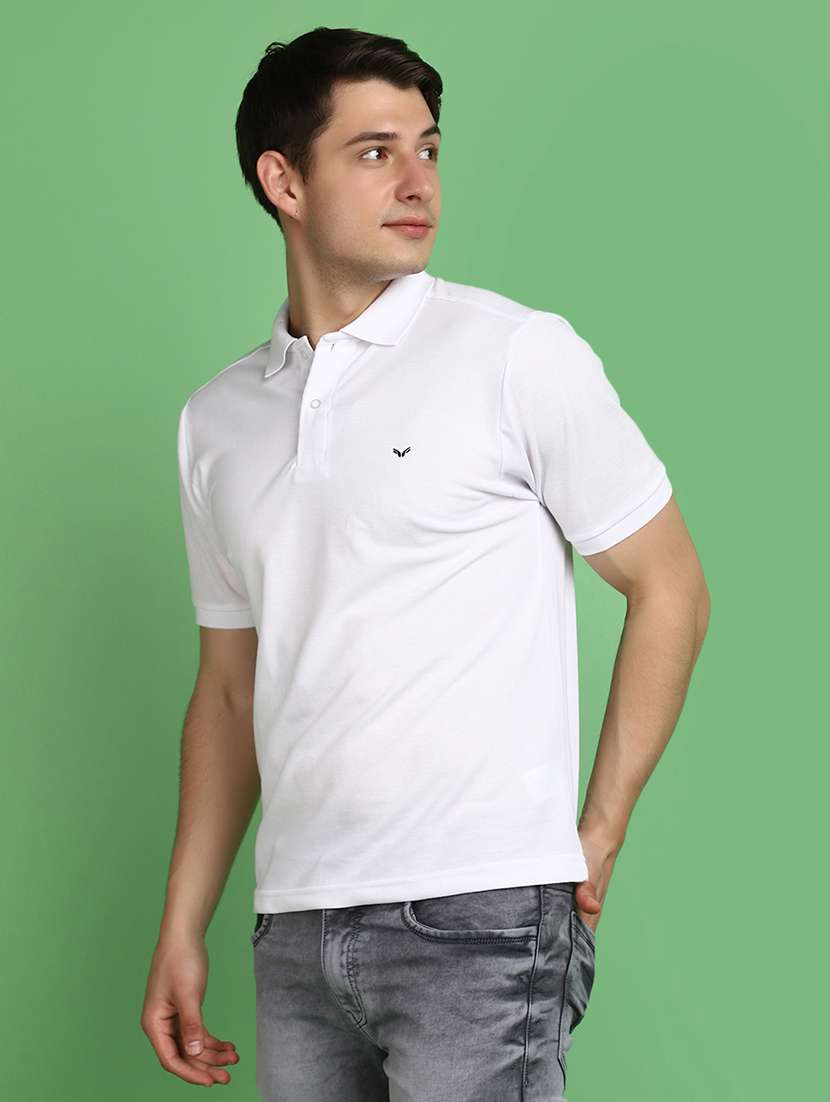 white cotton blend plain t-shirt - 21028936 -  Standard Image - 2