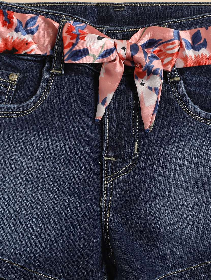 girls blue solid denim shorts - 21028991 -  Standard Image - 2