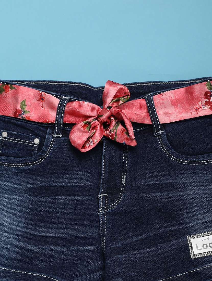 girls blue solid denim shorts - 21028992 -  Standard Image - 2