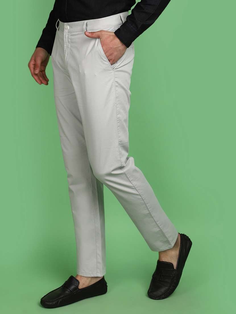 Men Solid Full Length Chinos - 21029023 -  Standard Image - 2